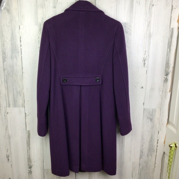 Lands End Women’s Plum Eggplant Pea Coat Jacket Wool Blend size 6 - Picture 3 of 13